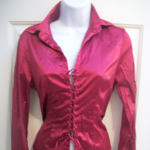 Le Chateau Red Satin Blouse Small